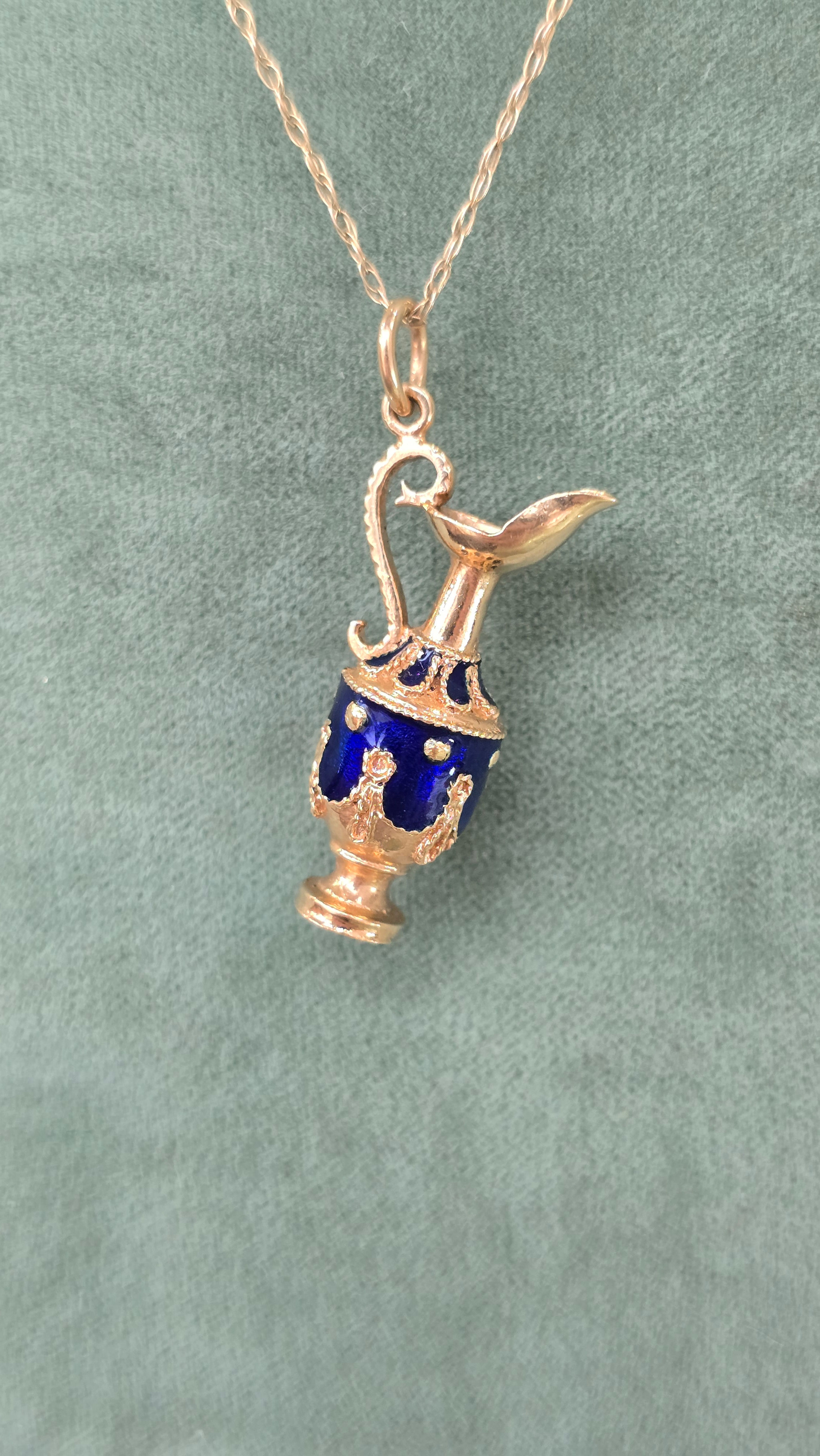 Estate Blue Cloisonné Enamel Vase Charm