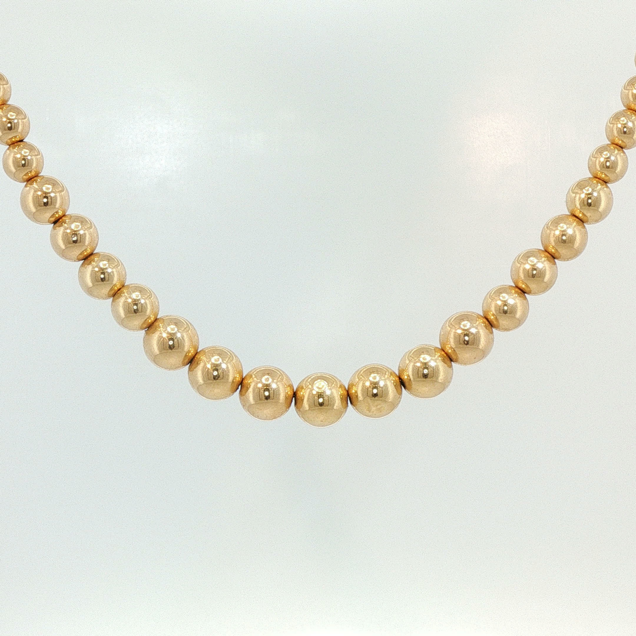 Graduated Yellow Gold Beaded Necklace