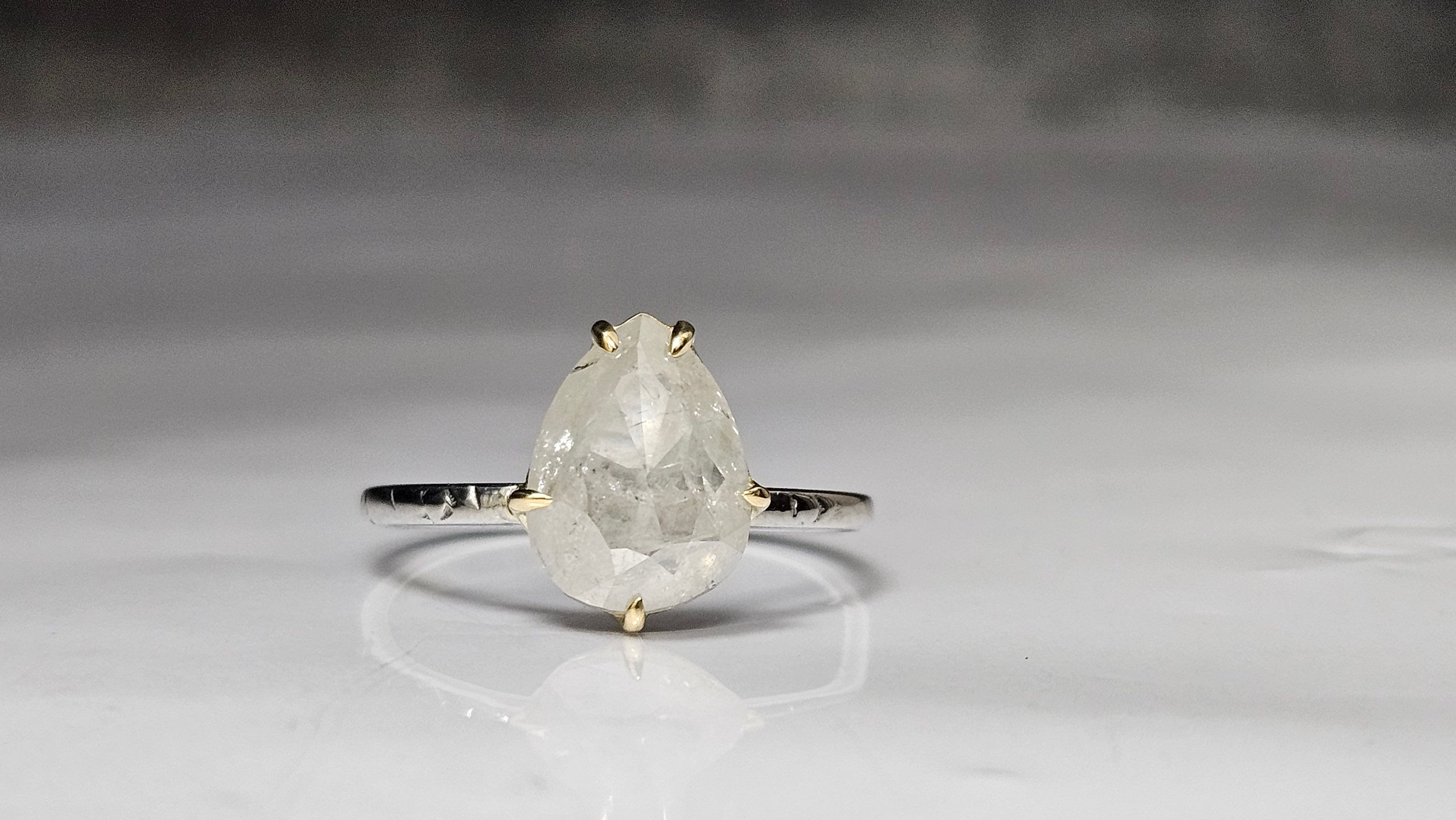 White Rose Cut Diamond Ring