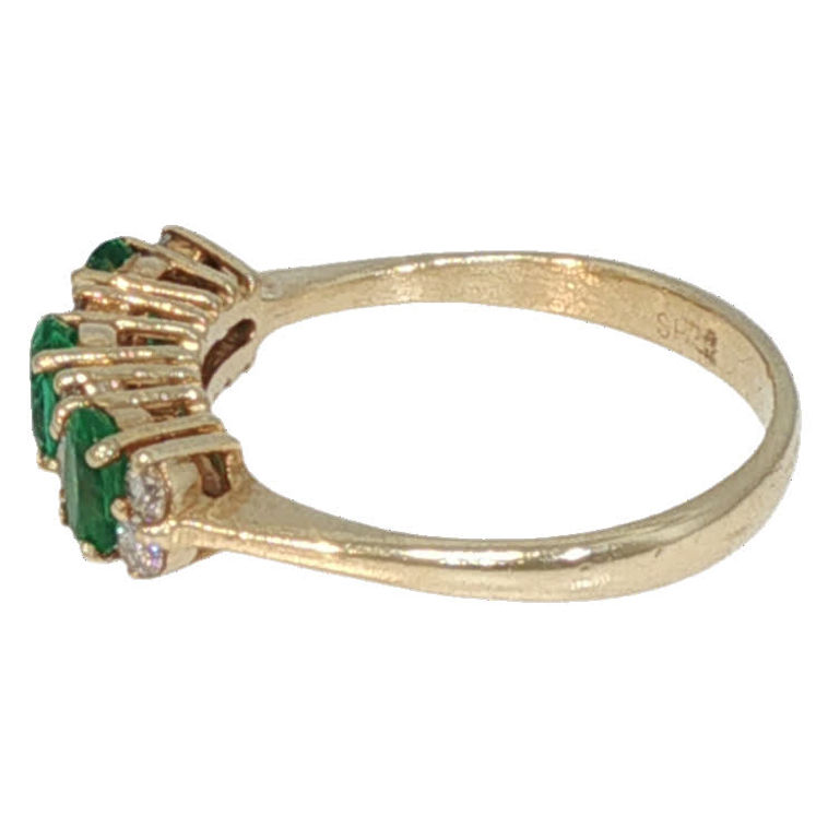 Miniatura: Estate Yellow Gold Multi-Stone Oval Emerald Ring