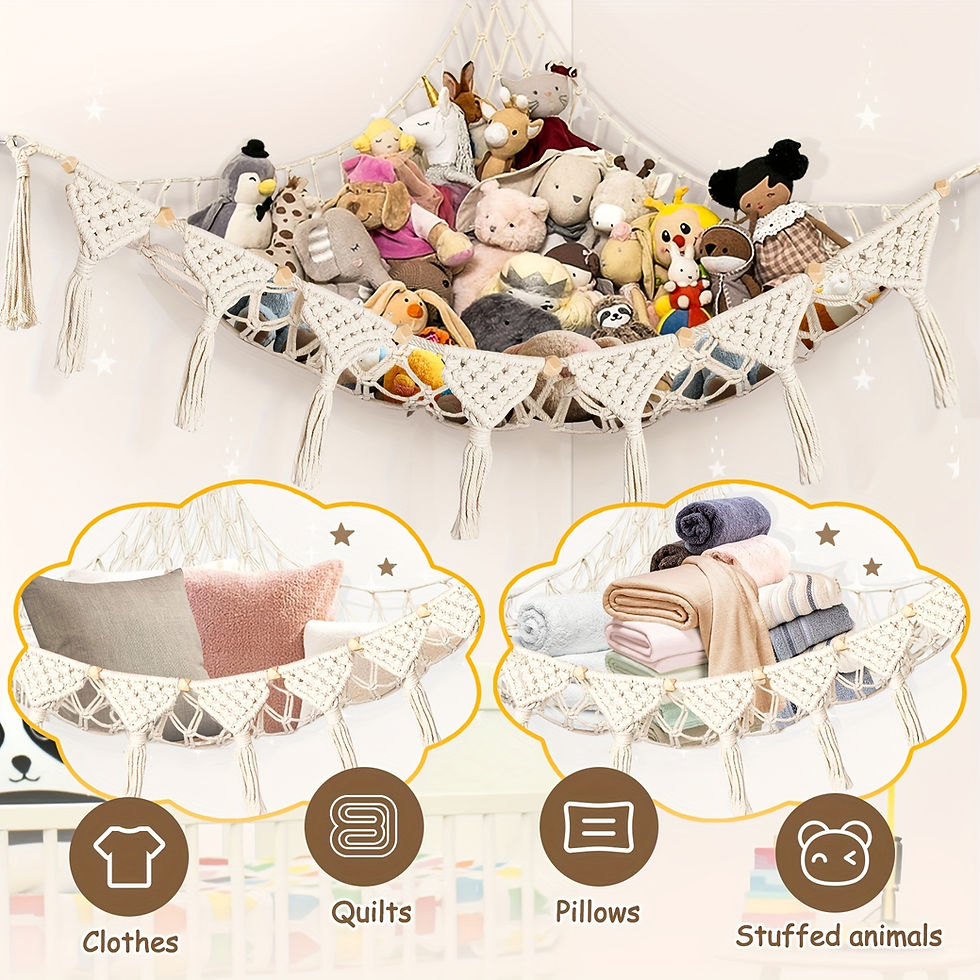 Thumbnail: Large Plush Toy Hammock | Macrame Stuffed Animal Net Nursery Wall Storage