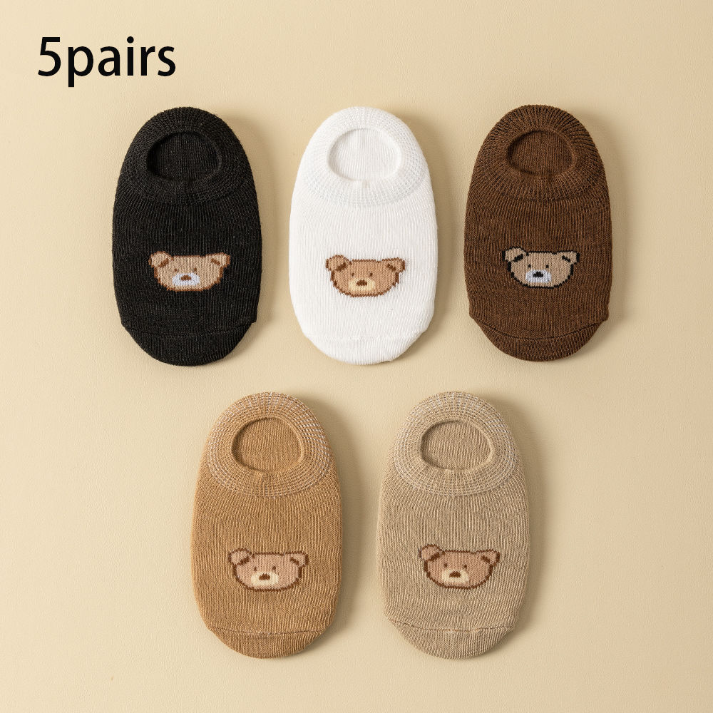 Pack of 5 Children’s Teddy Bear Character Socks - Breathable Cotton