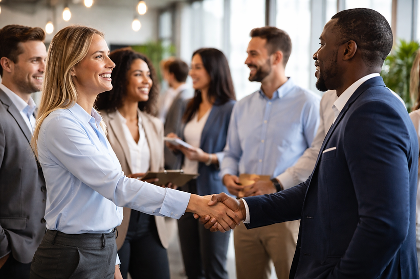 Business professionals collaborate in modern office.png