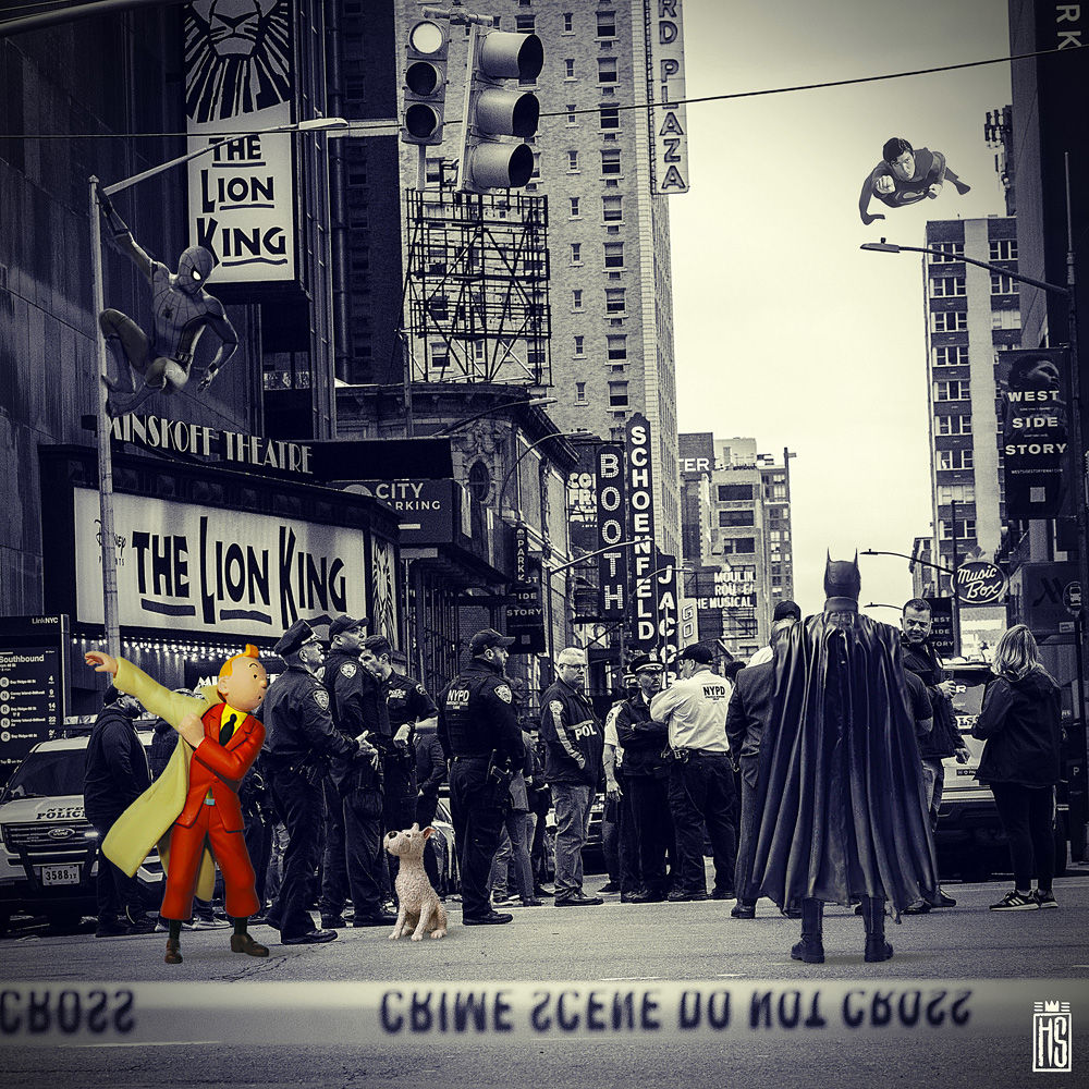 Crime Scene artwork by Helt Sort, colorful limited edition contemporary collectible for sale at Miva Fine Art Gallery Sweden