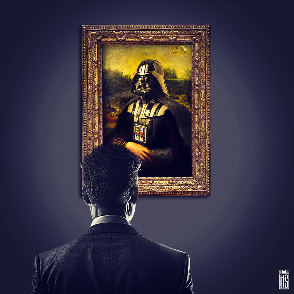Louvre Museum artwork by Helt Sort, colorful limited edition contemporary collectible for sale at Miva Fine Art Gallery Swede