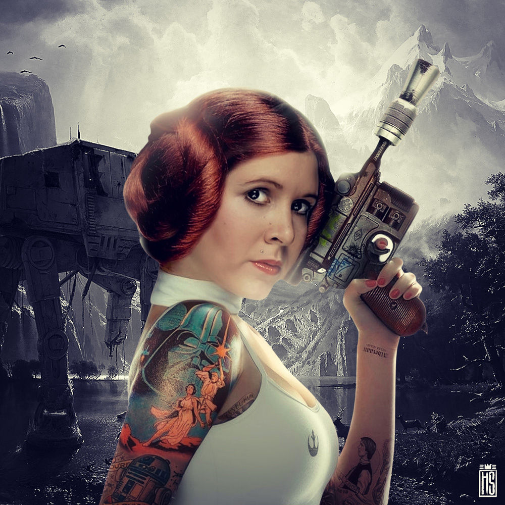 princess leia artwork by Helt Sort, colorful limited edition contemporary collectible for sale at Miva Fine Art Gallery Swede