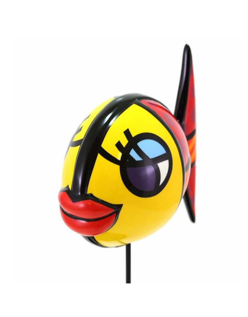 Goebel Porcelain pop art Figur Deeply In Love in bright colors on wood base from Miva Fine Art Gallery Sweden