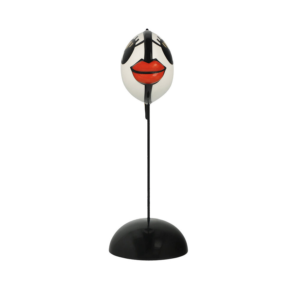 Miniatyrbild: Goebel Porcelain pop art Figur Deeply in Love II in gold and white colors  on wood base from Miva Fine Art Gallery Sweden