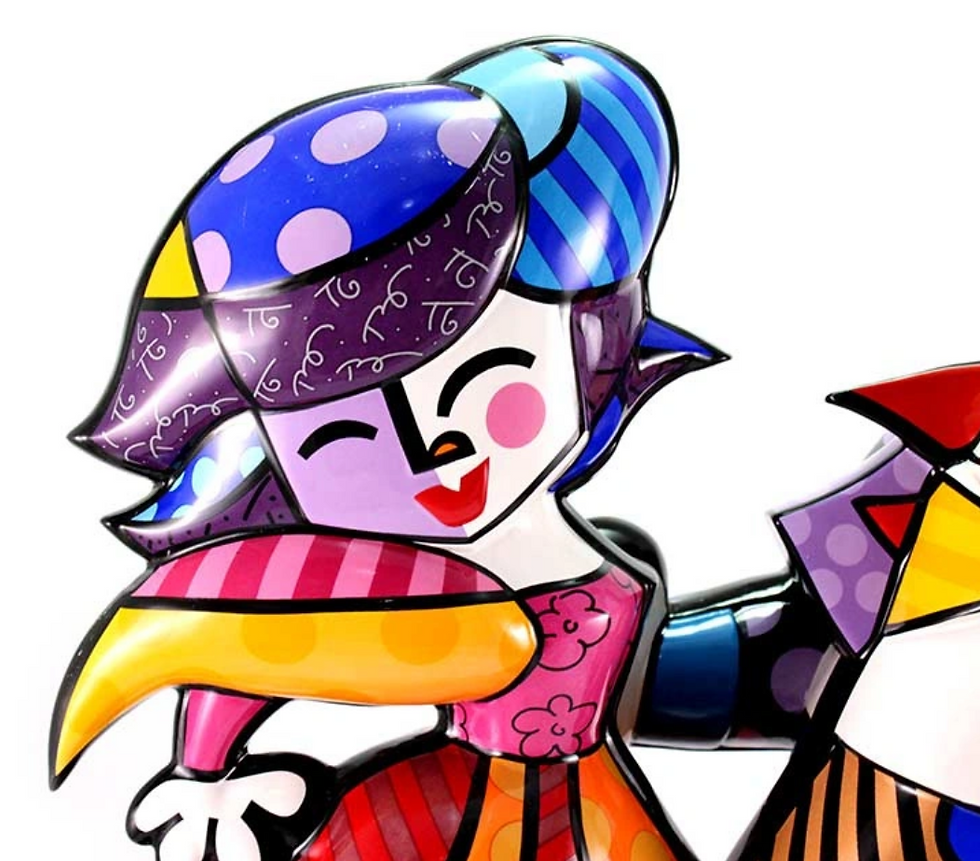 Thumbnail: Swing Porcelain sculpture in colors made by Goebel designer Romero Britto shown at Miva Fine Art Gallery Sweden