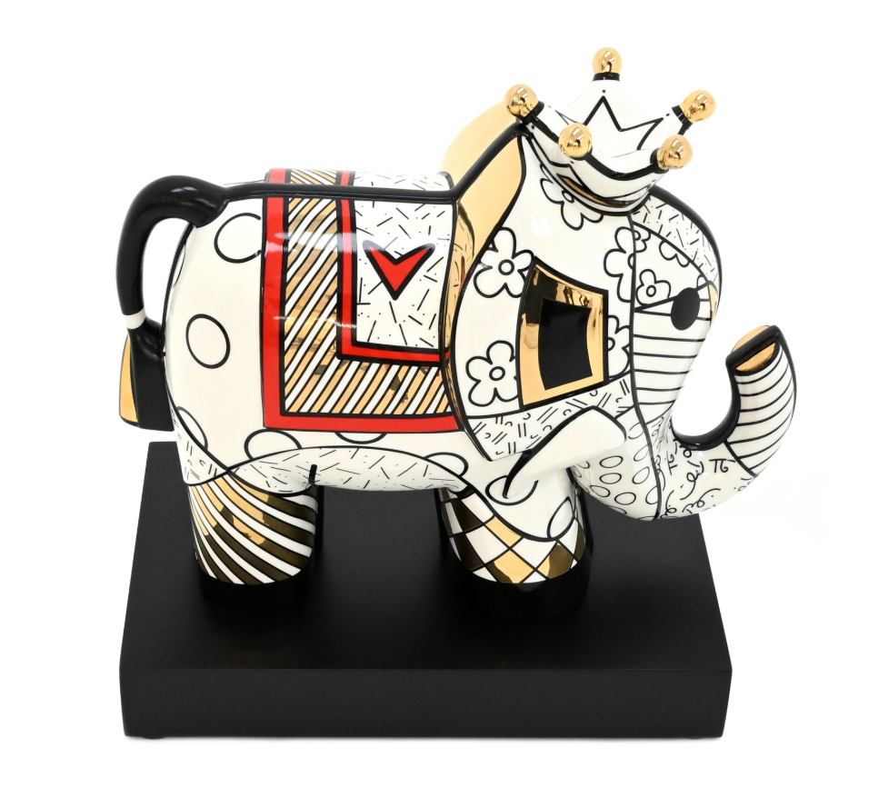 Thumbnail: Goebel Porcelain pop art Figur Golden Great India in gold and white  on wood base from Miva Fine Art Gallery Sweden