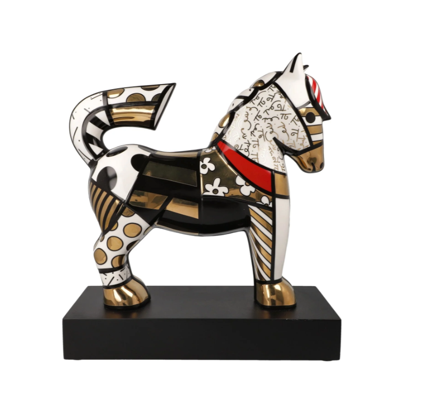Thumbnail: Goebel Porcelain pop art Figur Golden Dancer in gold and white  on wood base from Miva Fine Art Gallery Sweden