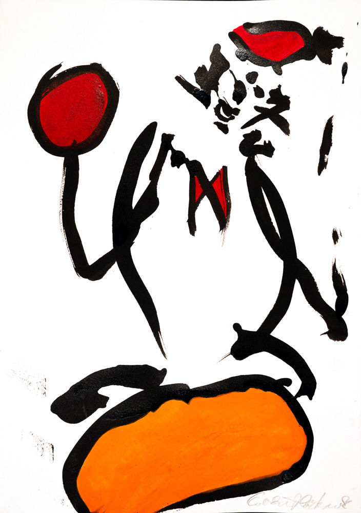 Vagabond Orange Sten Rolig artwork from Carl-Einar Häckner original in pop art style for sale at Miva Fine Art Galler