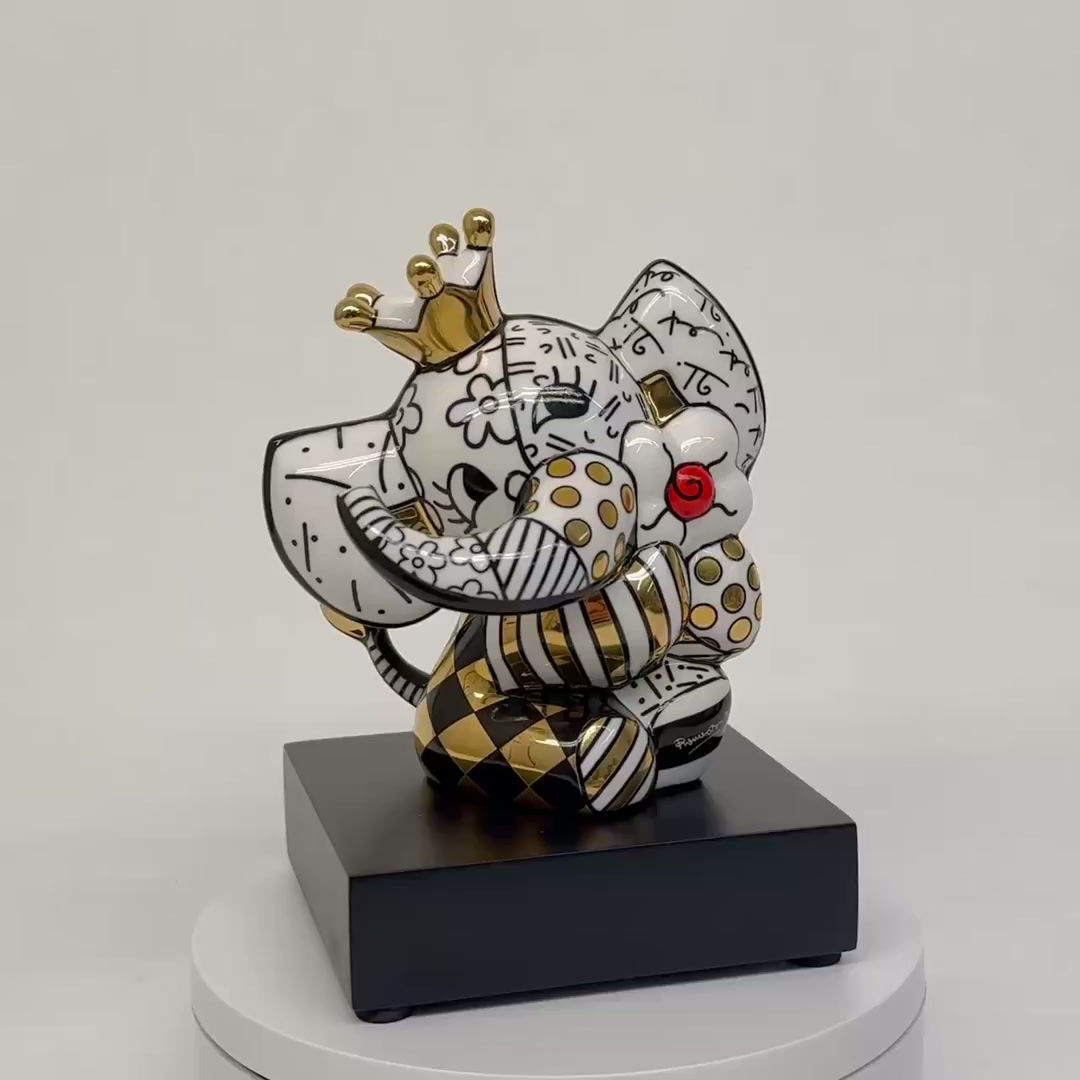 Goebel - Romero Britto Fine Porcelain Sculpture - Golden Spring Elephant - Small