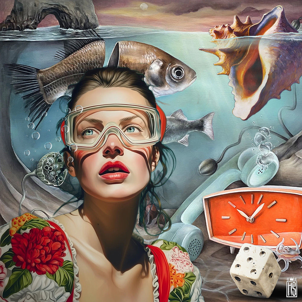 clockwork orange artwork by Helt Sort, colorful limited edition contemporary collectible for sale at Miva Fine Art Gallery Sw
