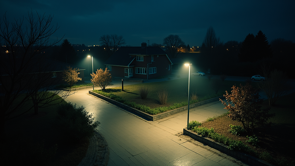 High angle view of a well-lit outdoor area at night
