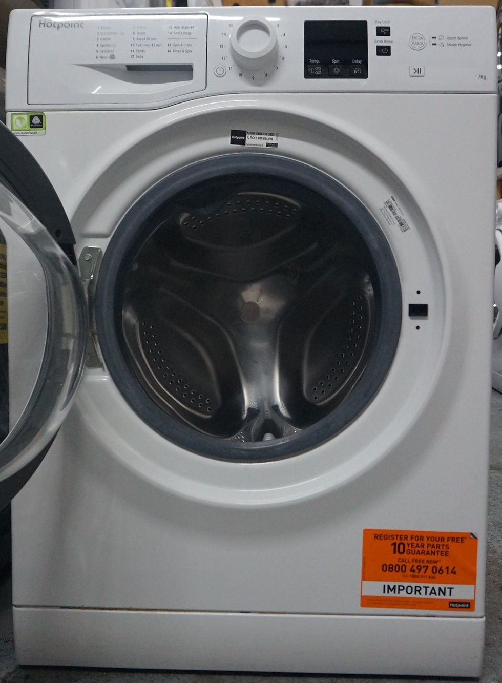 Thumbnail: Hotpoint NSWM743UWUKN Anti-stain 7kg 1400rpm Washing Machine - White (1)