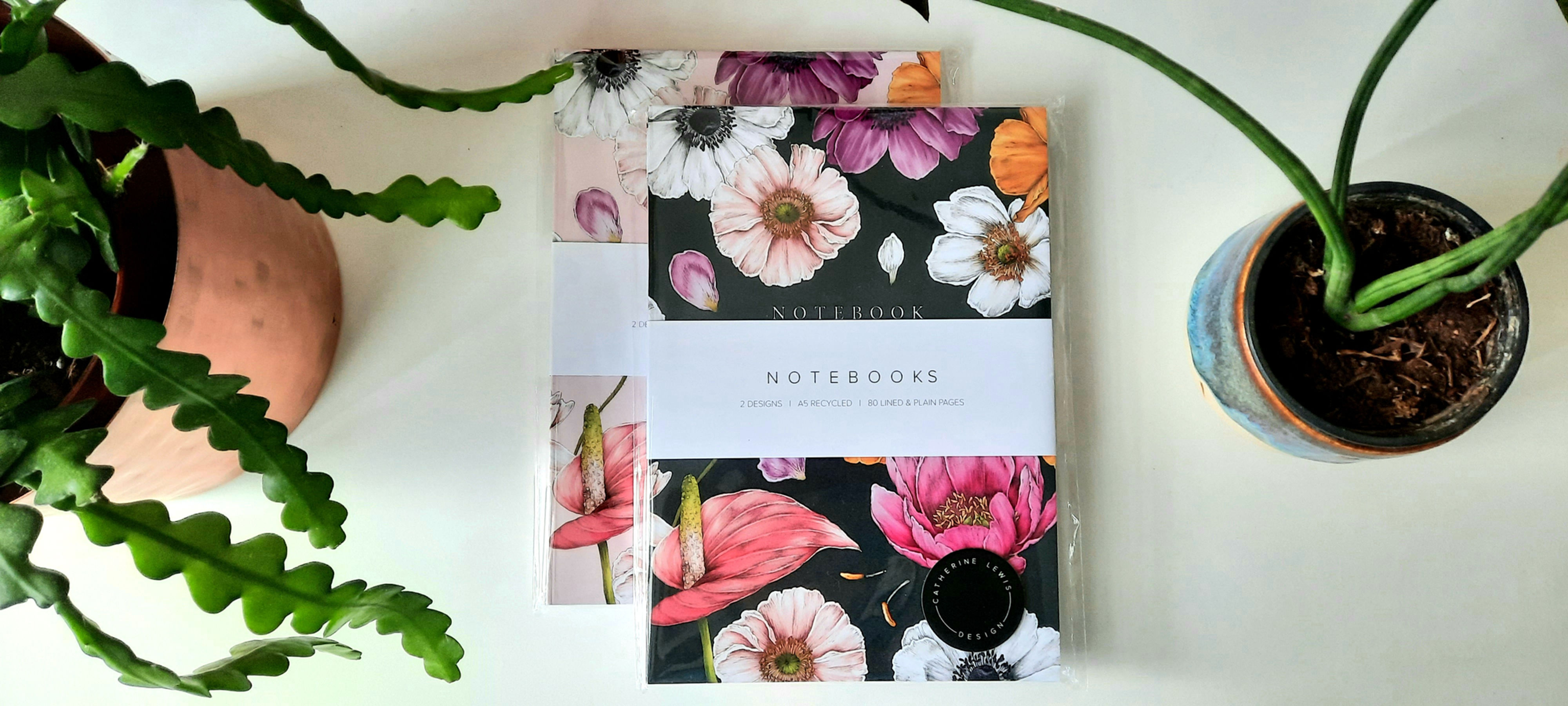 Catherine Lewis Floral Brights Pack of 2 A5 Notebooks