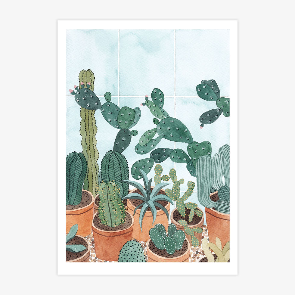 Cacti Scene Print A4 by Katrina Sophia