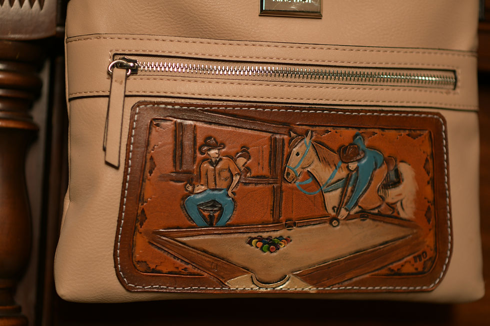 Thumbnail: Billiards Scene Tan Nine West Purse