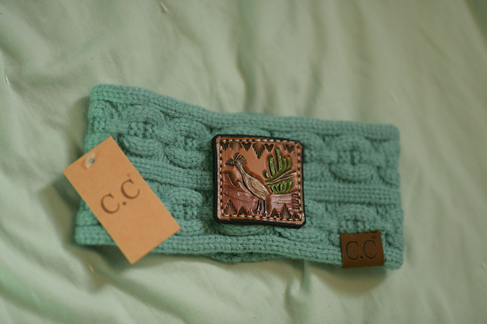 Thumbnail: Leather patches on Beanies and Headbands 