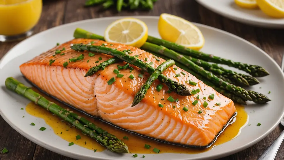 Baked salmon with asparagus