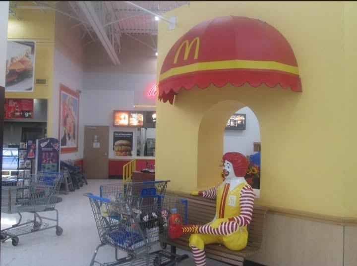 Photo of McDonalds inside a Walmart. Photo from the Internet. Great memories.