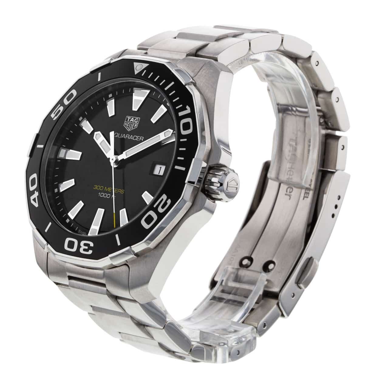 Tag Heuer Aquaracer Quartz Watch Black Case SS Strap