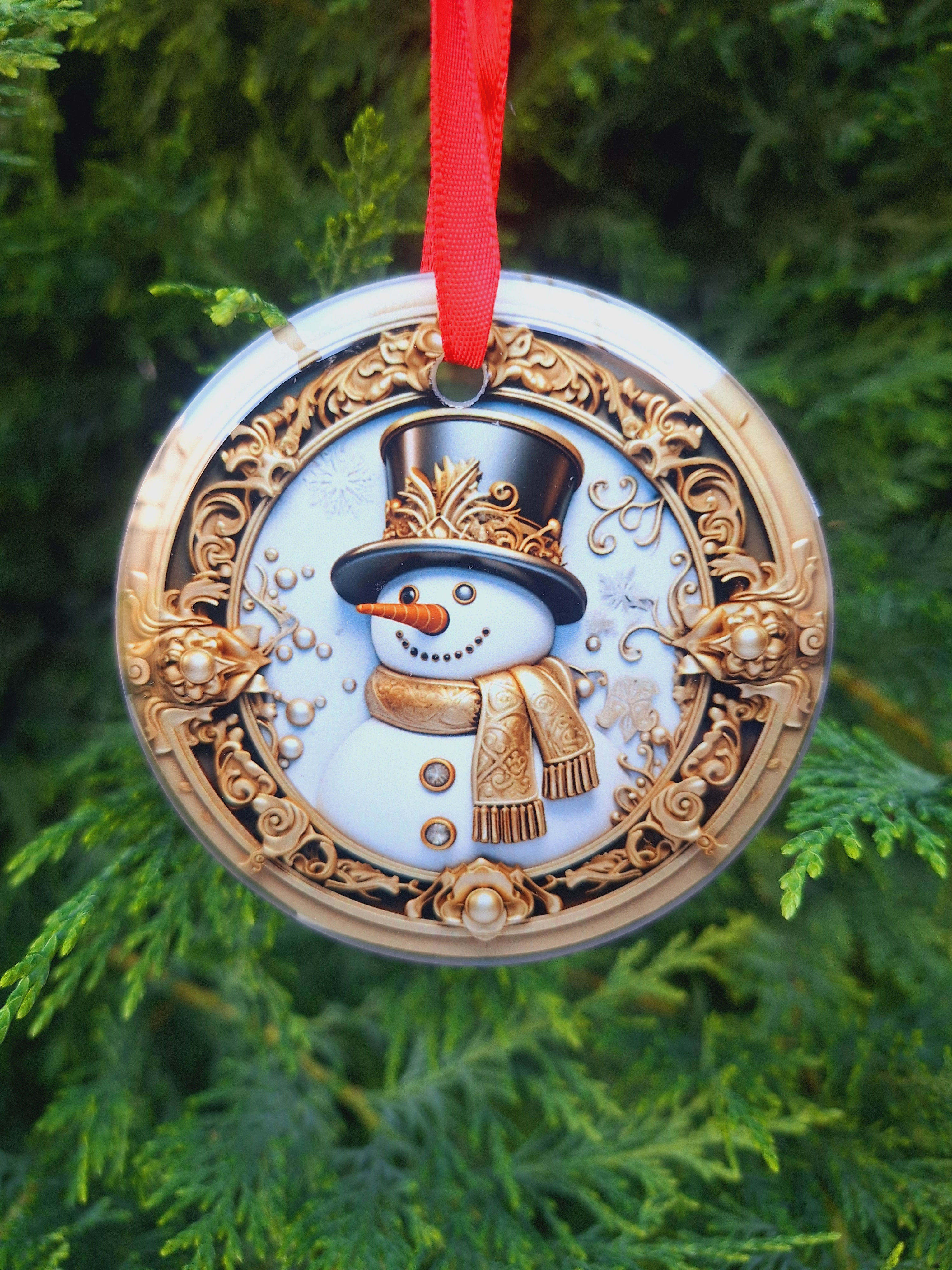 Glasanhänger "Schneemann Elegance"