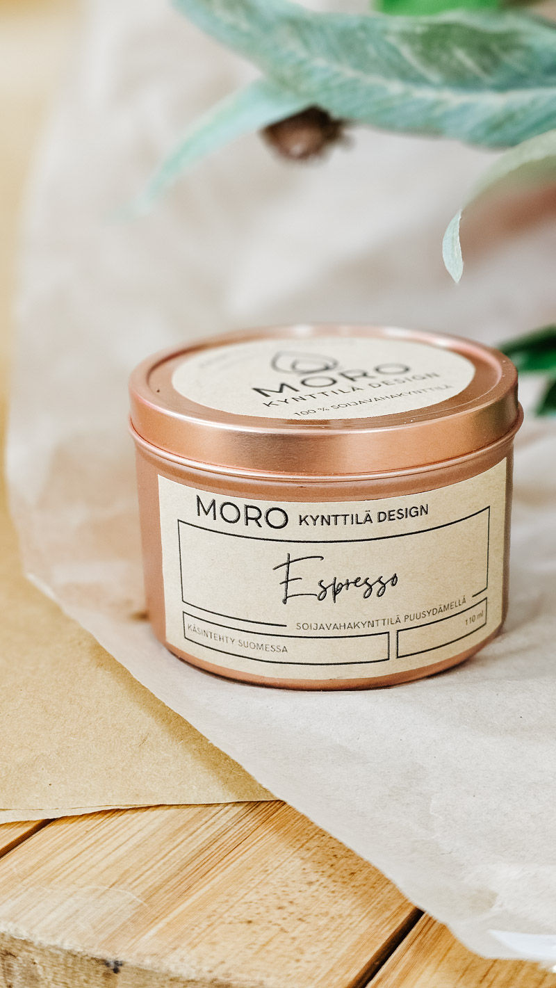 Moro Kynttilä design Espresso kahvintuoksuinen soijavahakynttilä