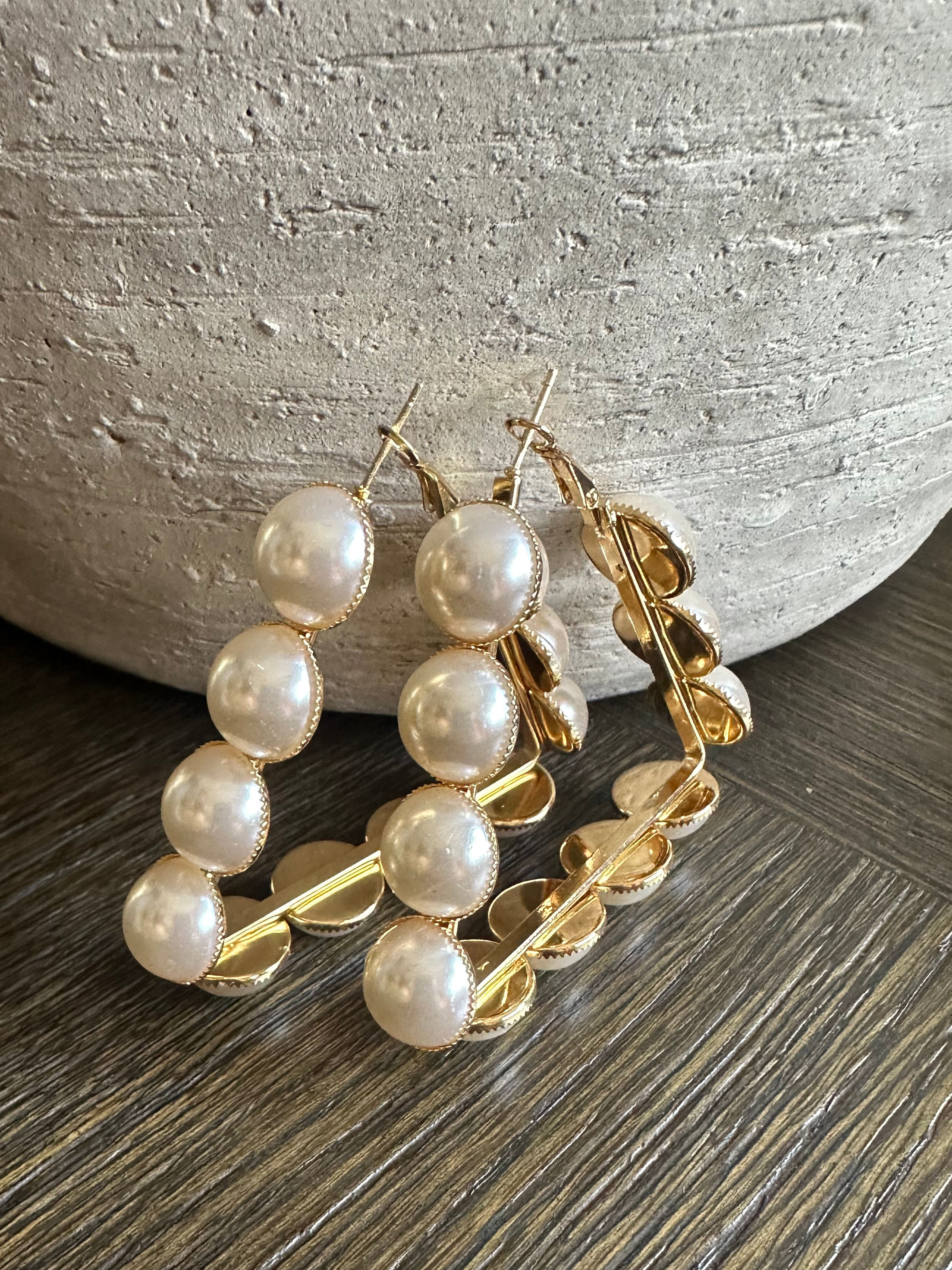Antique Pearl Hoops