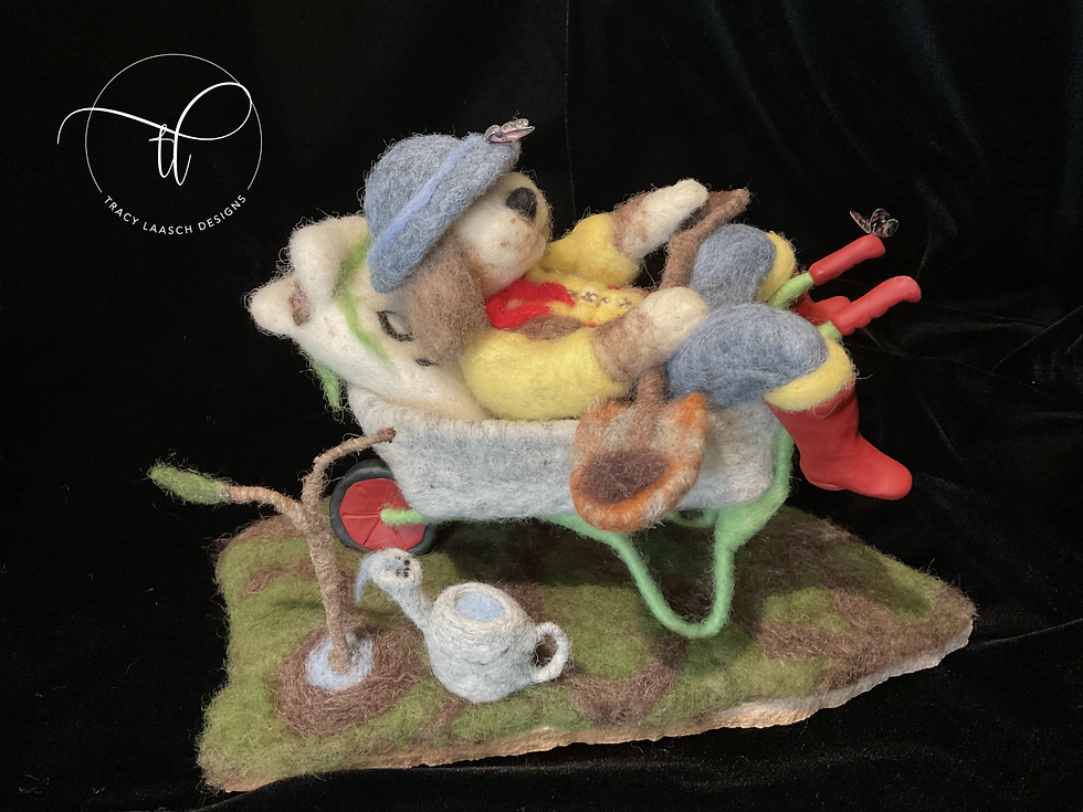 Thumbnail: SOLD..."Garden Naps" Fiber Art Sculpture