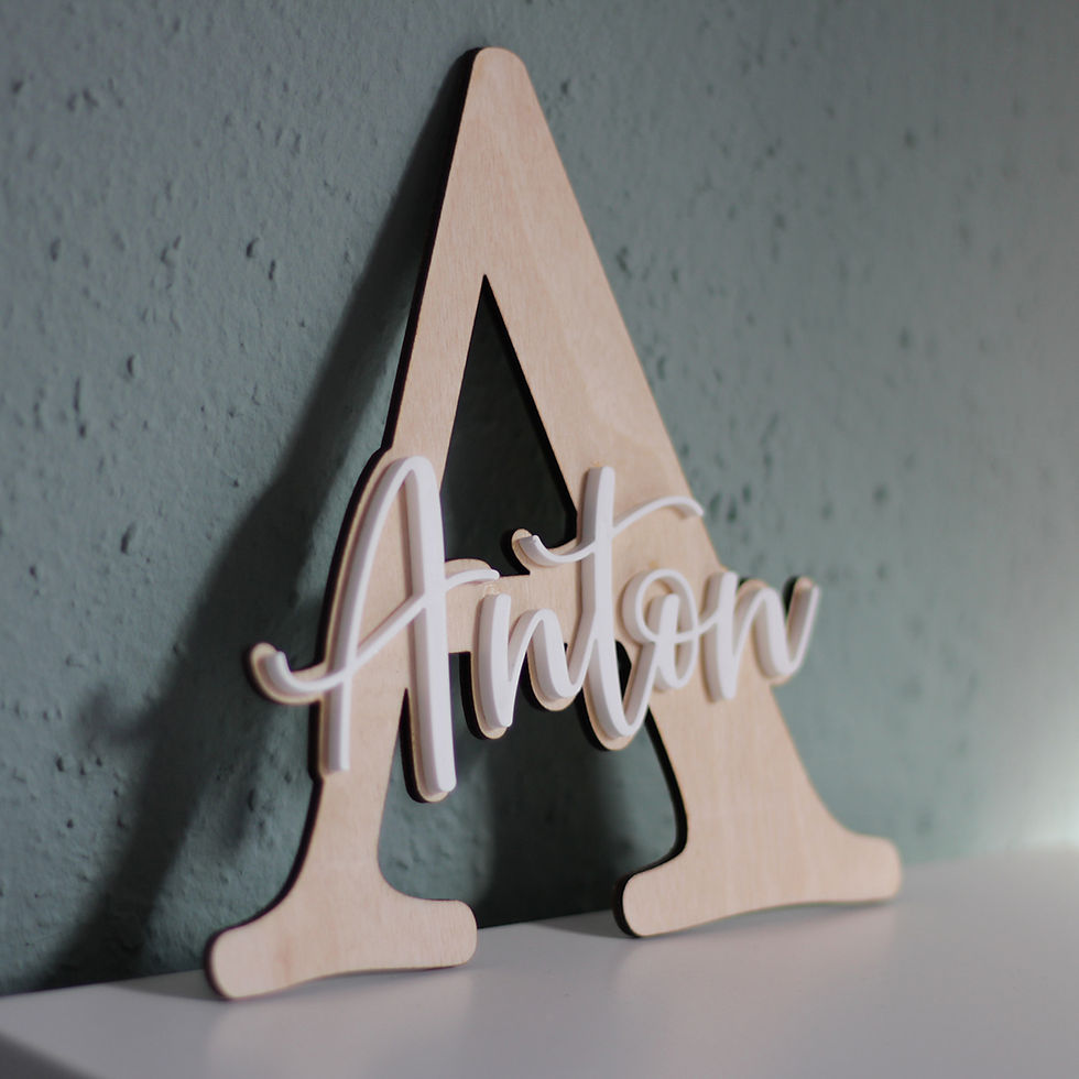 Miniaturbild: Namensschild 3D aus Holz I Geburtstagsgeschenk Mädchen Junge I Monogram