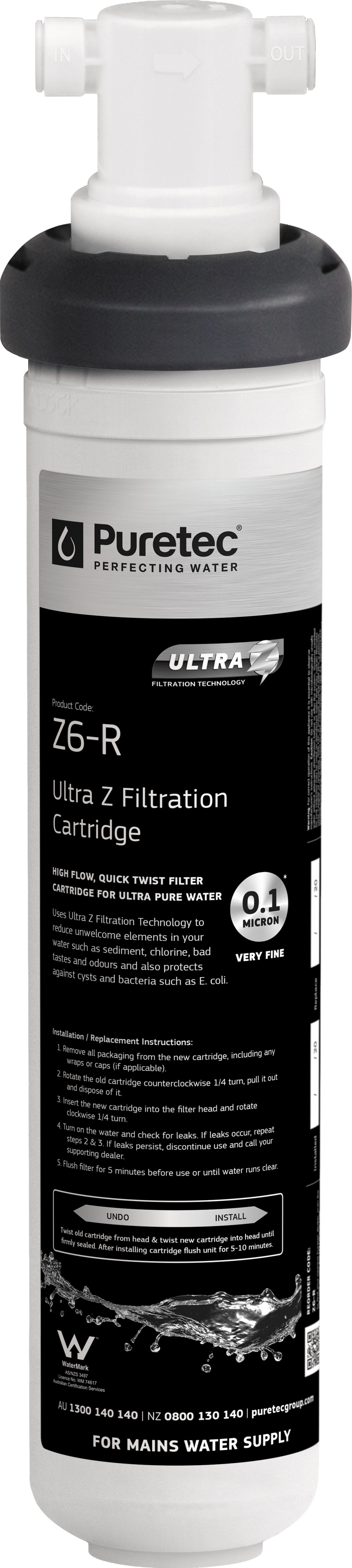 Z6-R Replacement filter cartridge 15" suits Z6 0.1um 9.5 lpm for puremix Z6