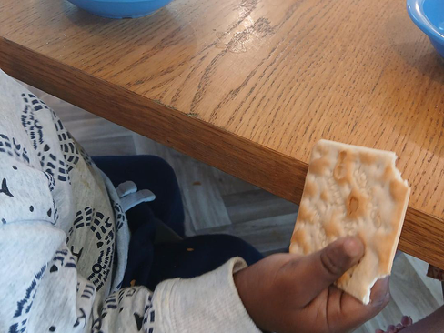 Enjoying our afternoon snack