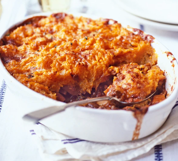 Veggie shepherd's pie with sweet potato mash