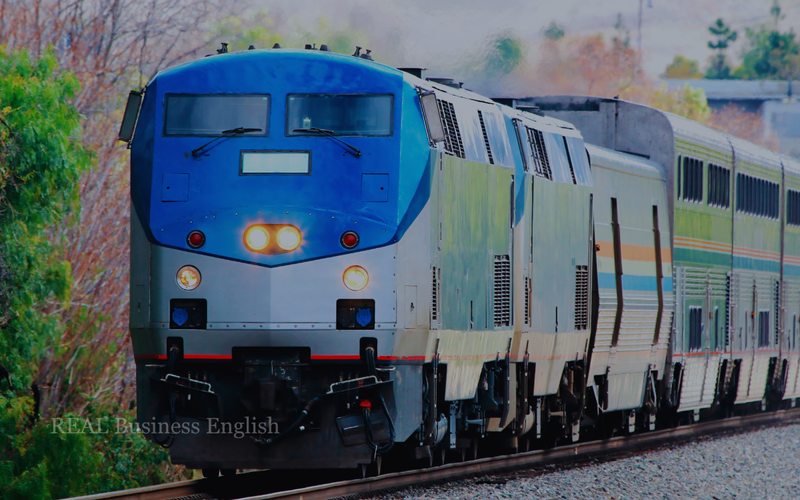 Passenger train illustrating a B2 Business English practice scenario about workplace delays at a rail company.