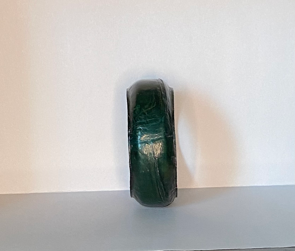 Thumbnail: Crocodile leather bangle dark green