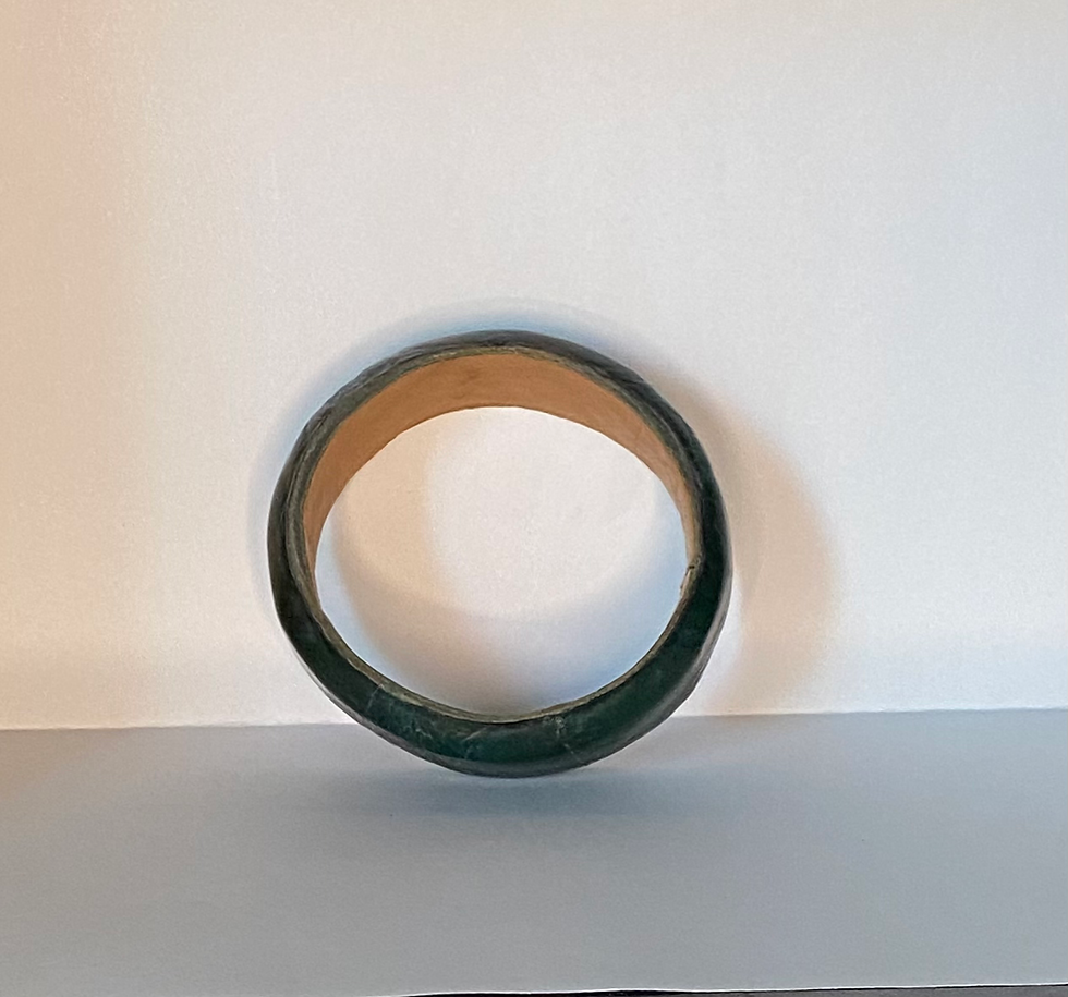 Thumbnail: Crocodile leather bangle dark green