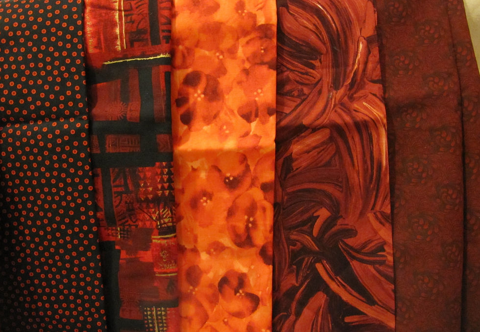 Thumbnail: Very, very red fabric set 8 yards, 16 different fabrics, all quilt shop quality