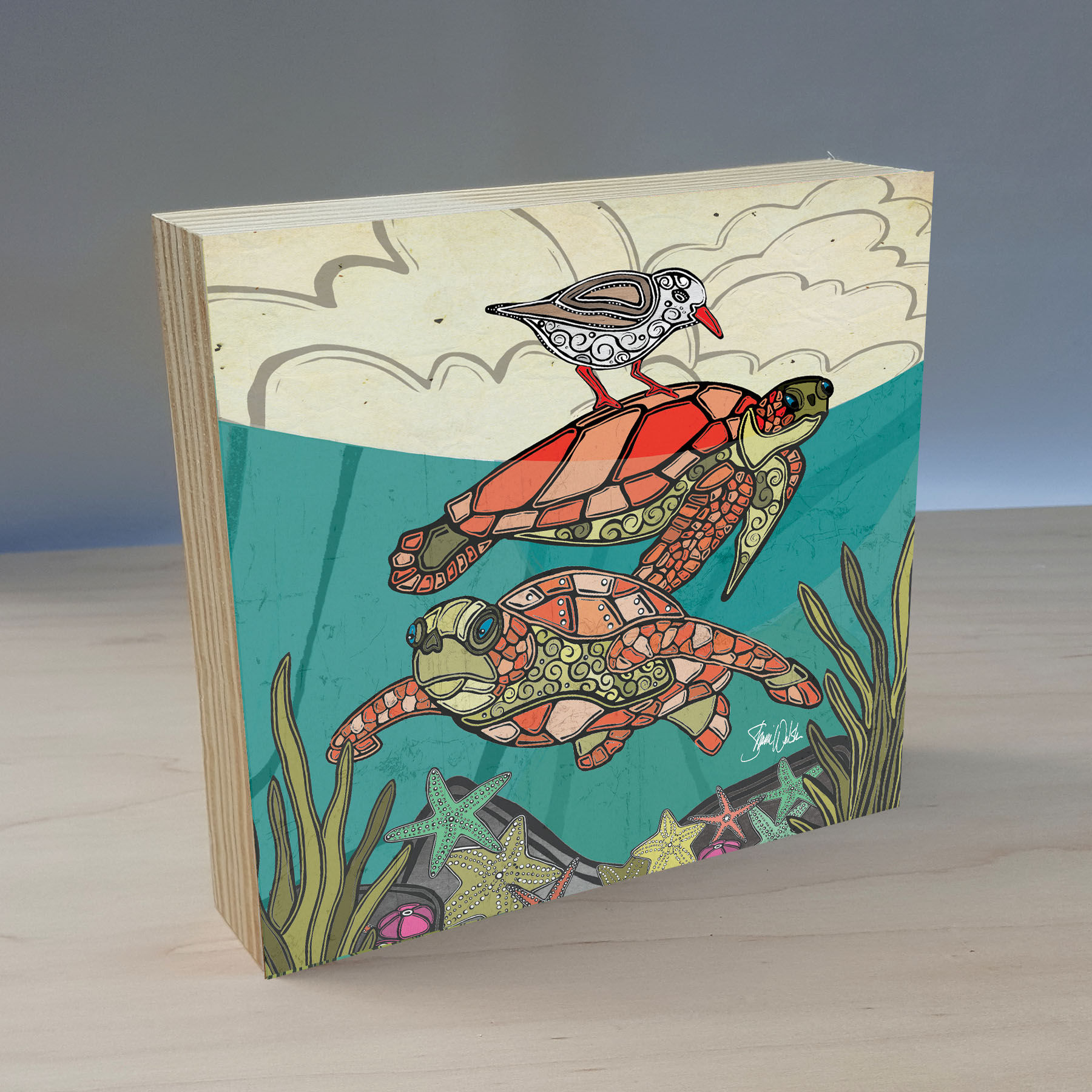 Sea Turtle Wood Art Panel