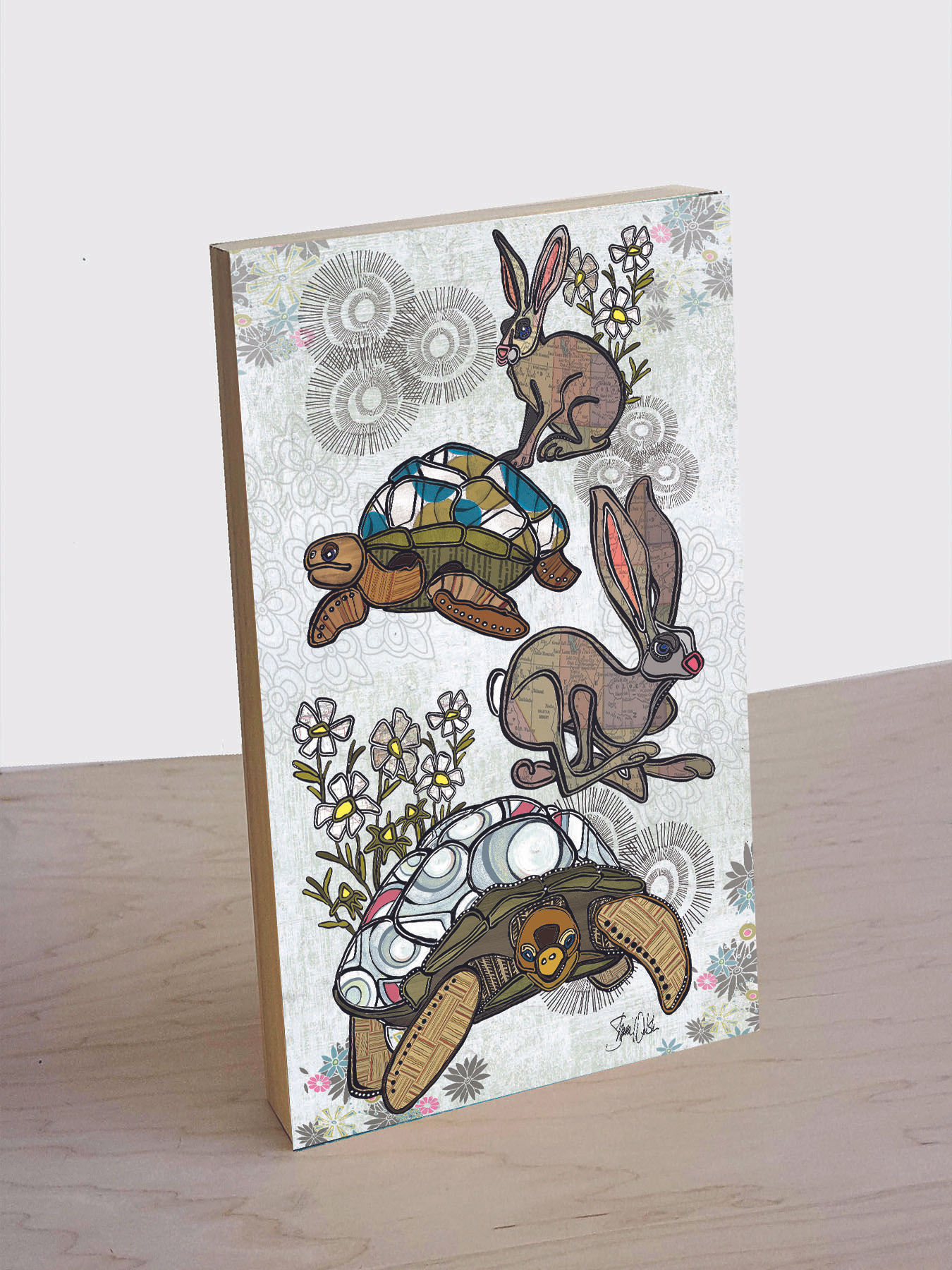 Tortoise and Hare Wood Art Panel