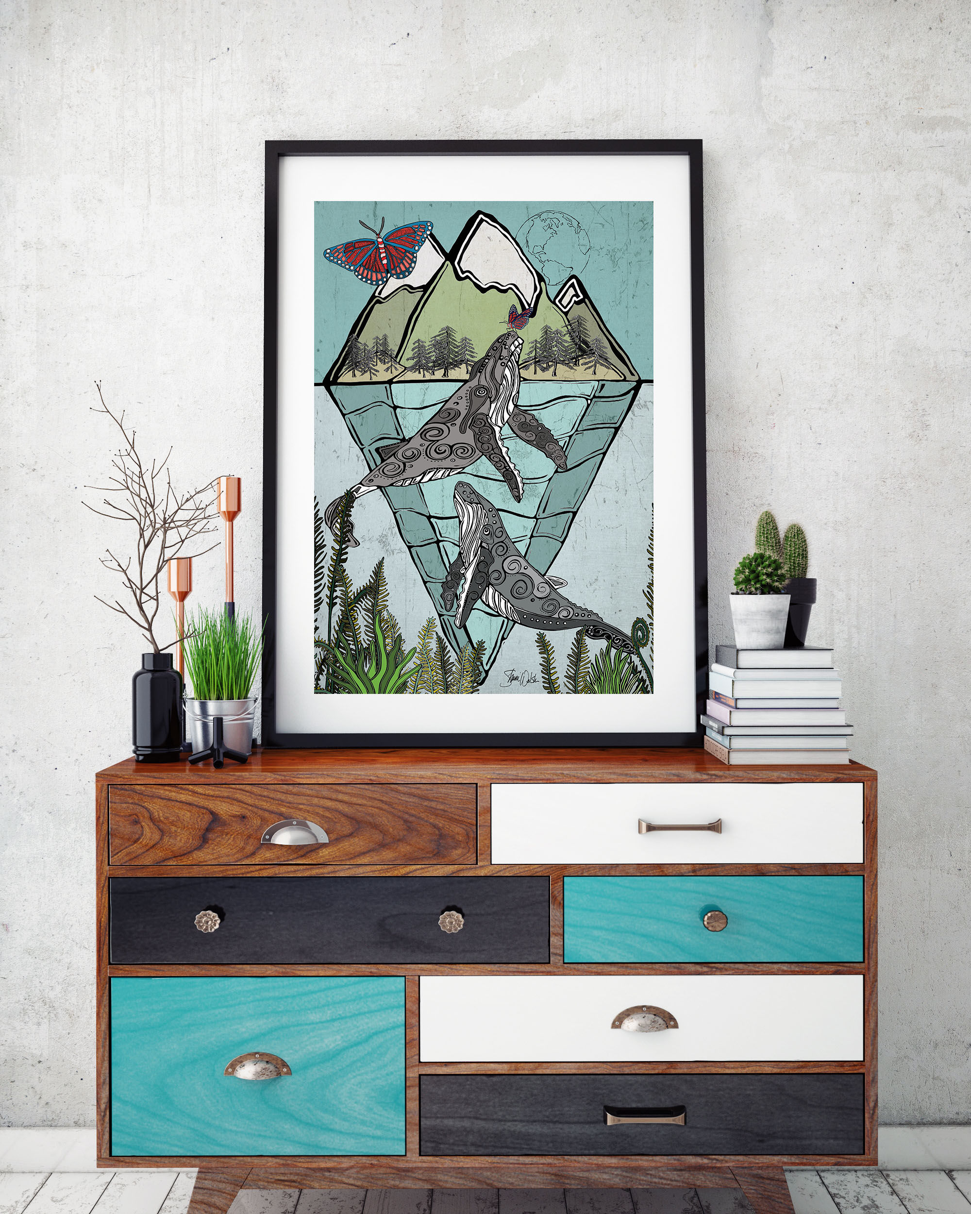 Whales & Butterflies Print