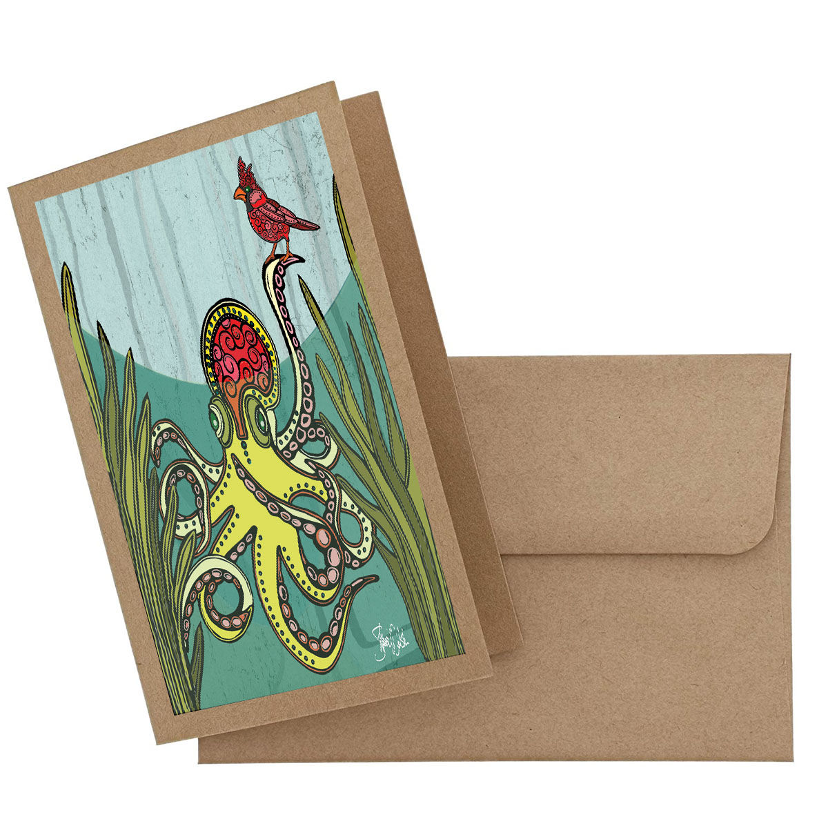 Octopus & Cardinal Card
