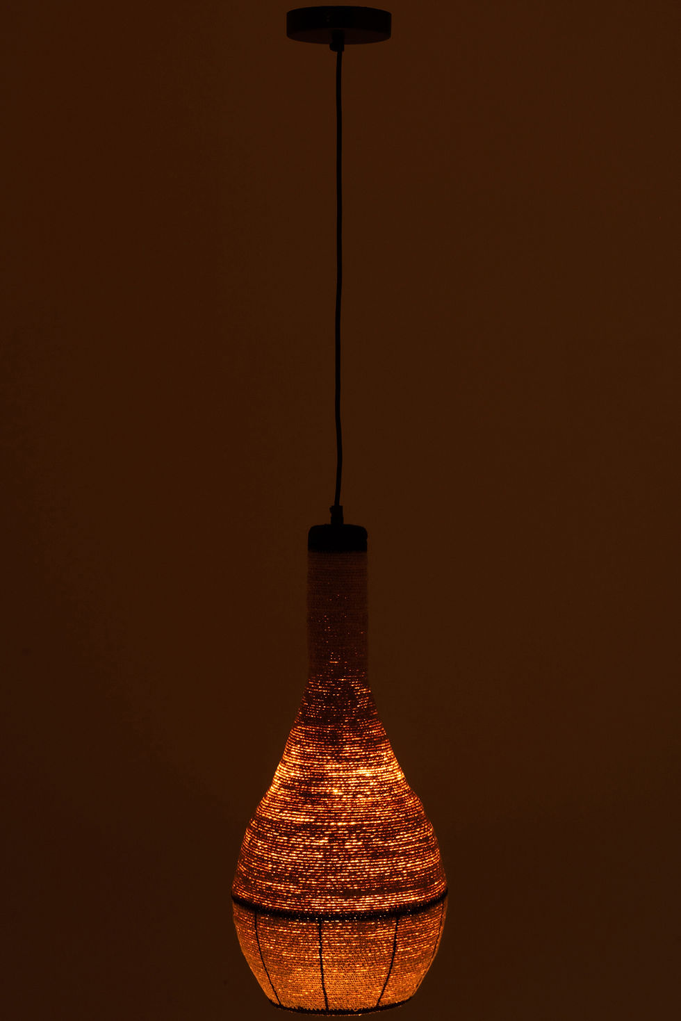 Thumbnail: Hangende Lamp Peer Lijnen Zeegras Naturel/Zwart
