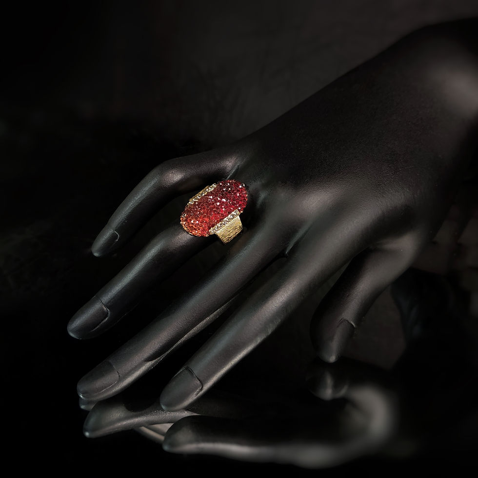Miniatura: Anillo Ovalo pequeño con remate cristales Swarovski 
