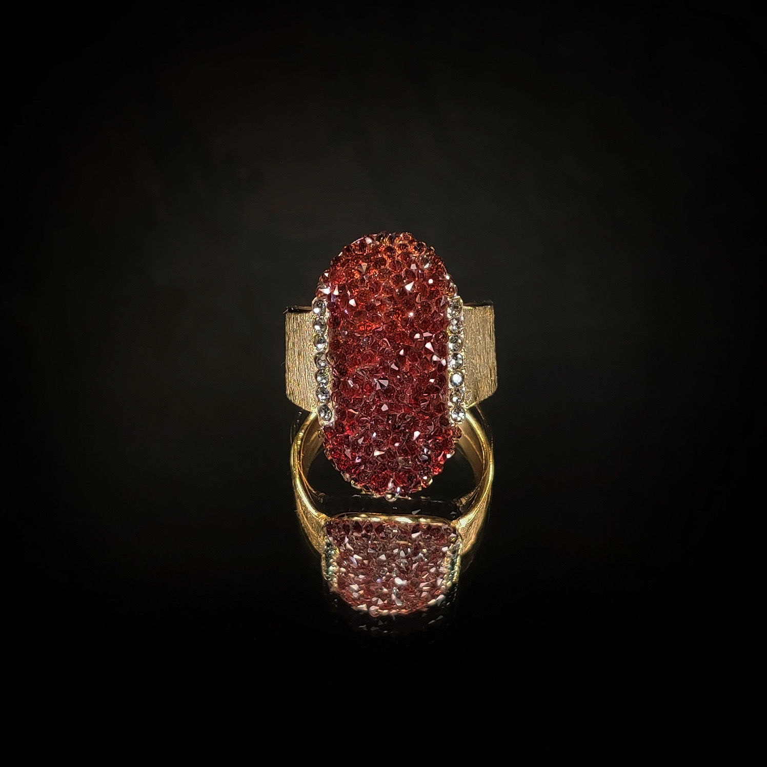 Anillo Ovalo pequeño con remate cristales Swarovski