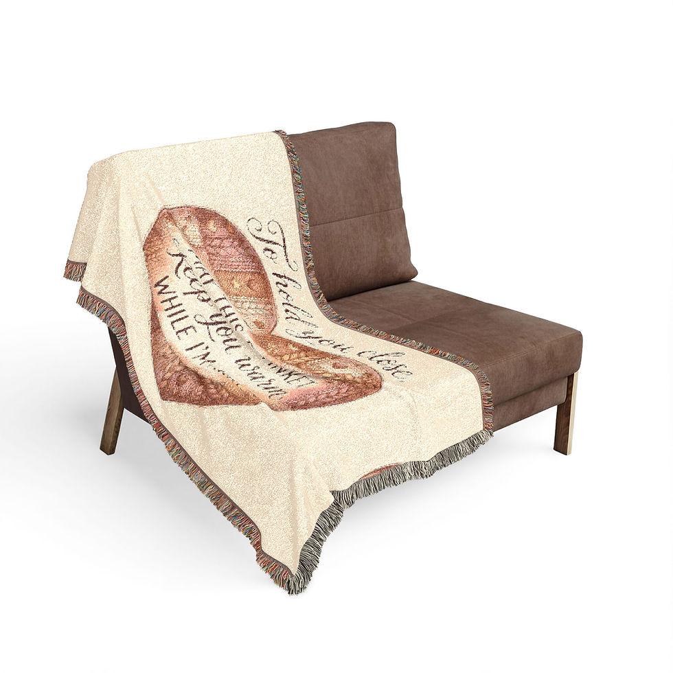 Thumbnail: Heart Graphic Woven Blanket — "May This Blanket Keep You Warm While I'm Away"