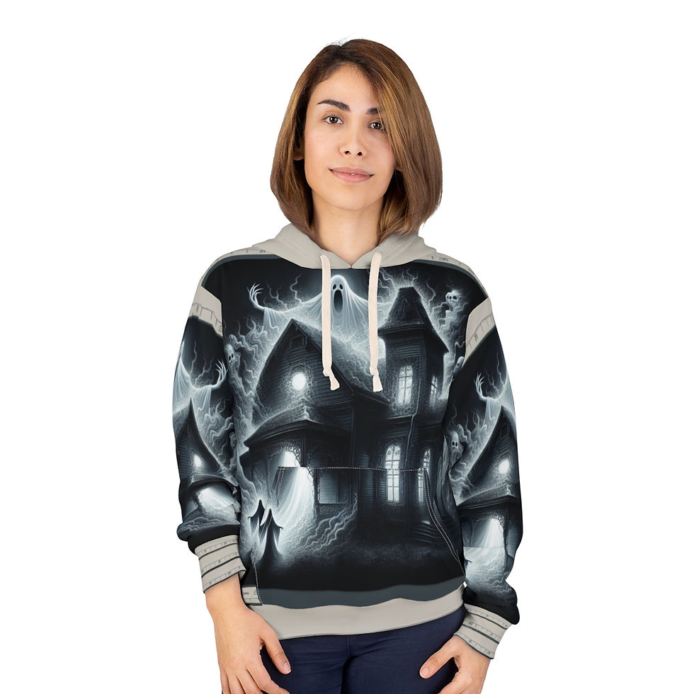 サムネイル： Haunted Mansion Unisex Pullover Hoodie - Unfriendly Ghost Halloween Design