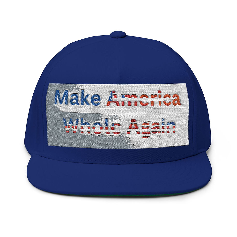 Thumbnail: Embroidered Flat Bill Cap — "Make America Whole Again" Sequin Patch