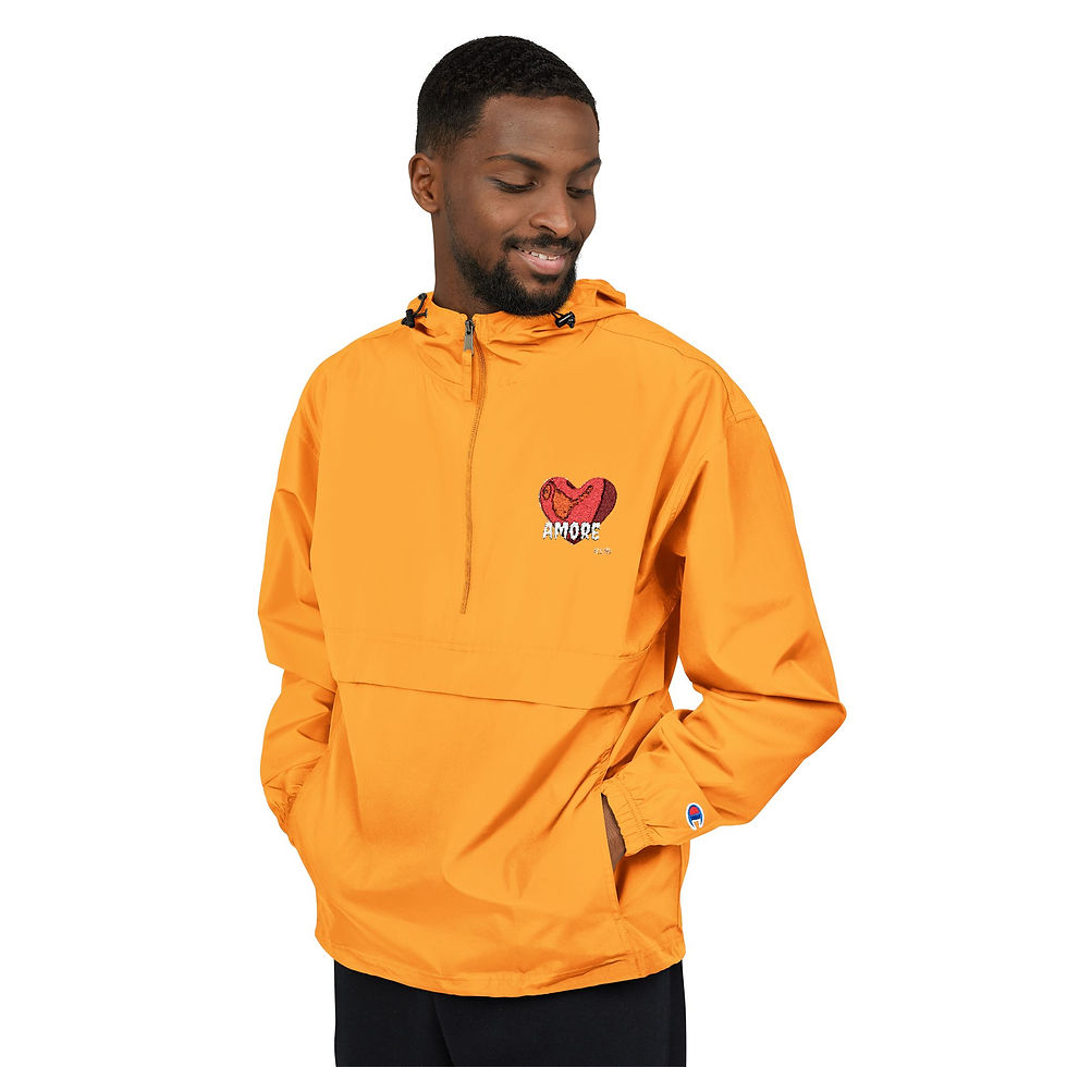 Miniature : Packable Anorak Jacket — Orange Heart Floral Chest Design
